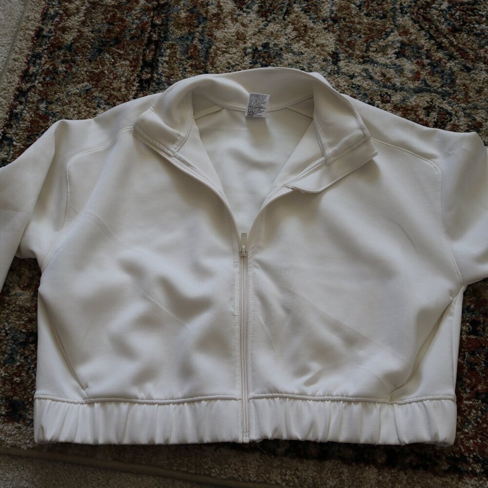 all in motion Cream Cropped Zip-Up Sweatshirt